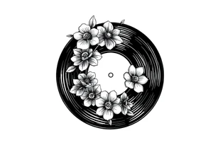 vinyl record with flowers tattoo idea
