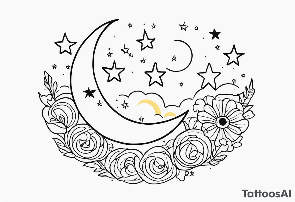 Moon stars tattoo idea