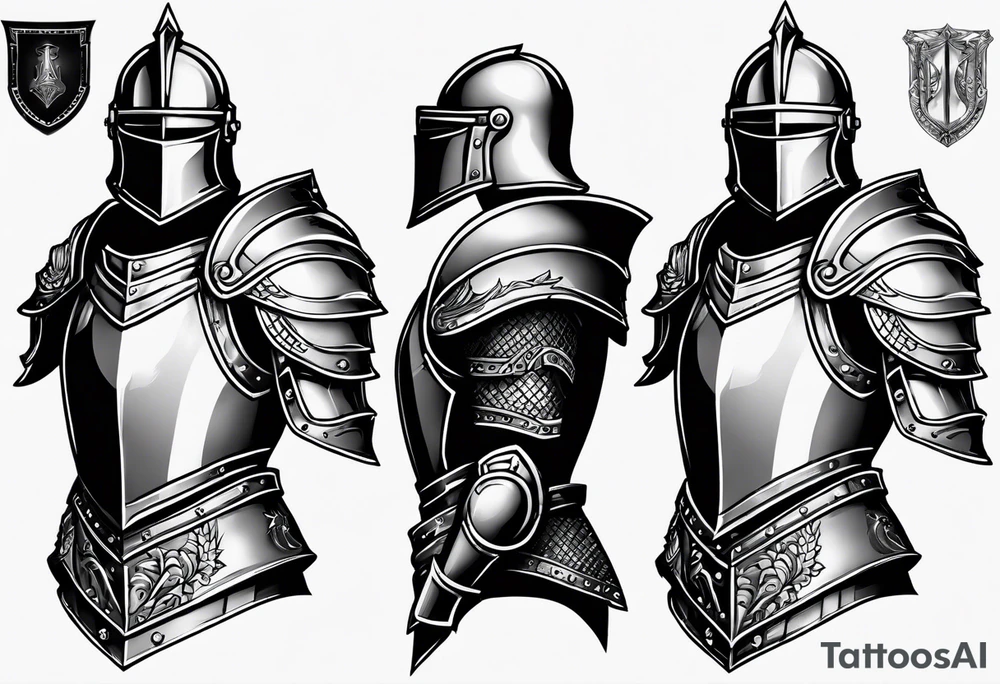 knight upper body heavy armor tattoo idea