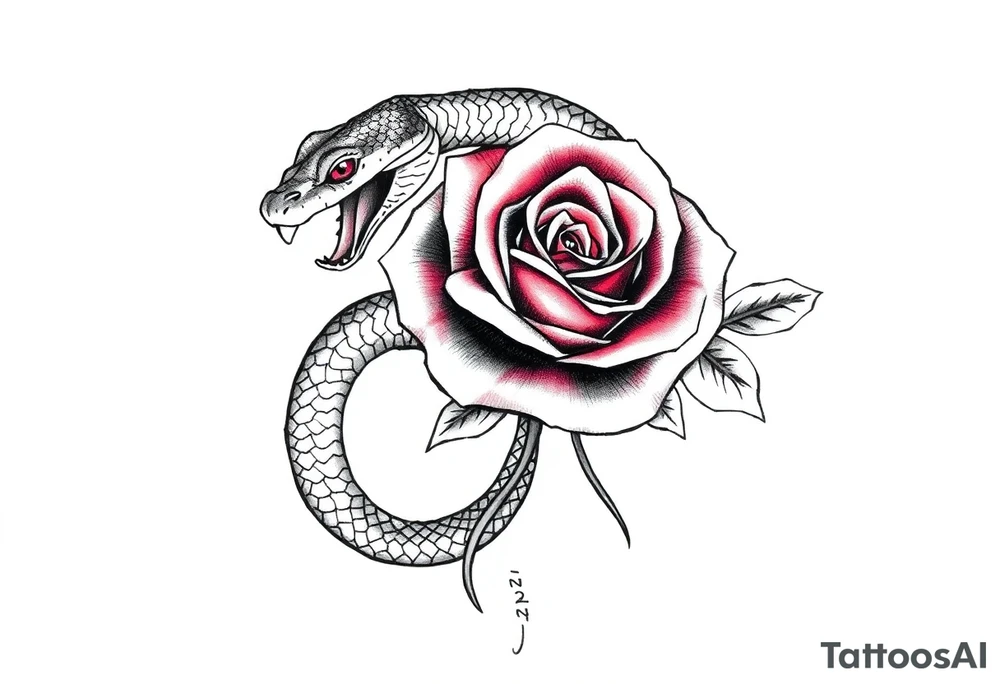 Snake wrapped around a rose tattoo idea