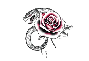 Snake wrapped around a rose tattoo idea