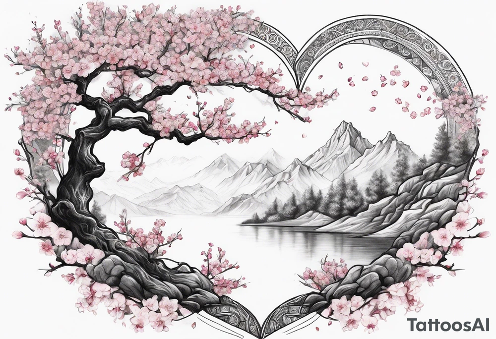I love you in another language with cherry blossom trees coming im and out of it tattoo idea