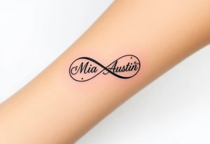 Infinity symbol with the name's Mia and Austin tattoo idea