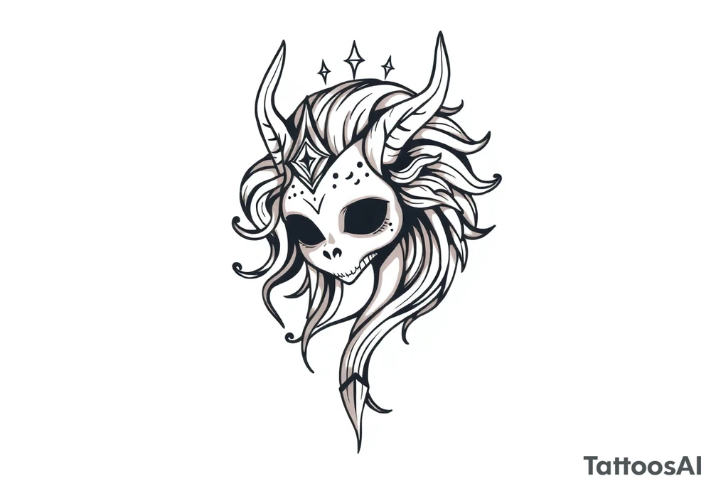 mystical  bringer of death giving life head tattoo idea