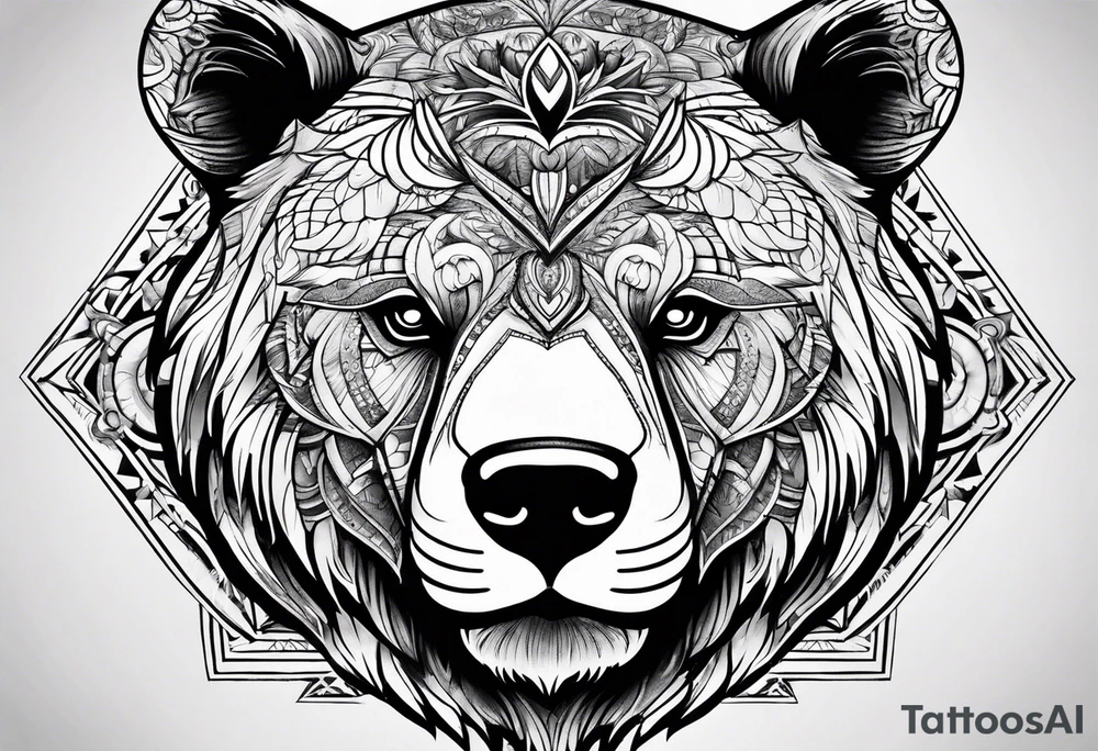 Bear face tattoo idea
