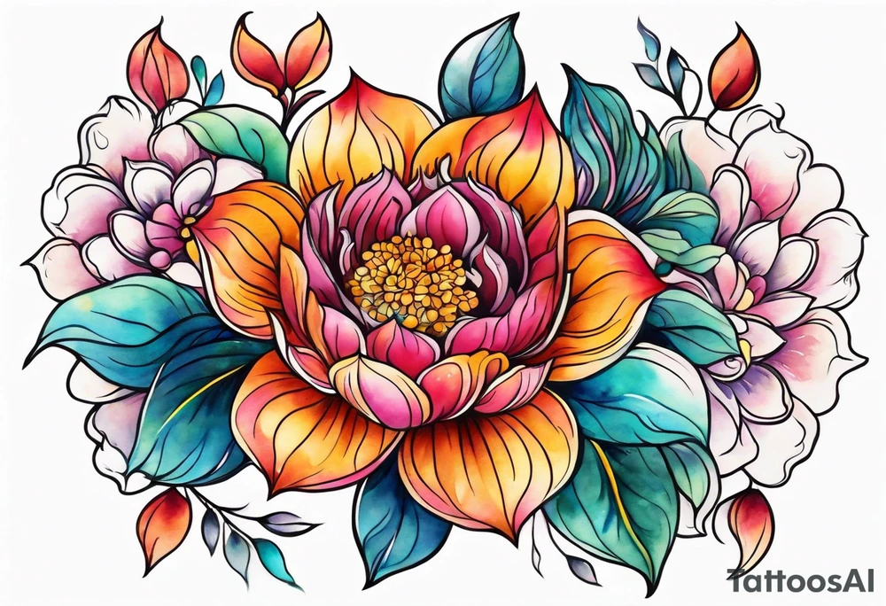 Hippy Buddhist feminine floral tattoo idea