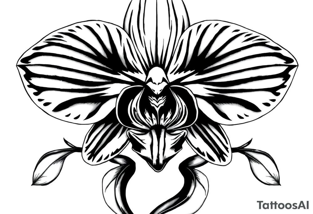 Orchid realistic with a mix with vagine tattoo idea