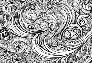 Swirls and whirls half sleeve, covers fingers tattoo idea