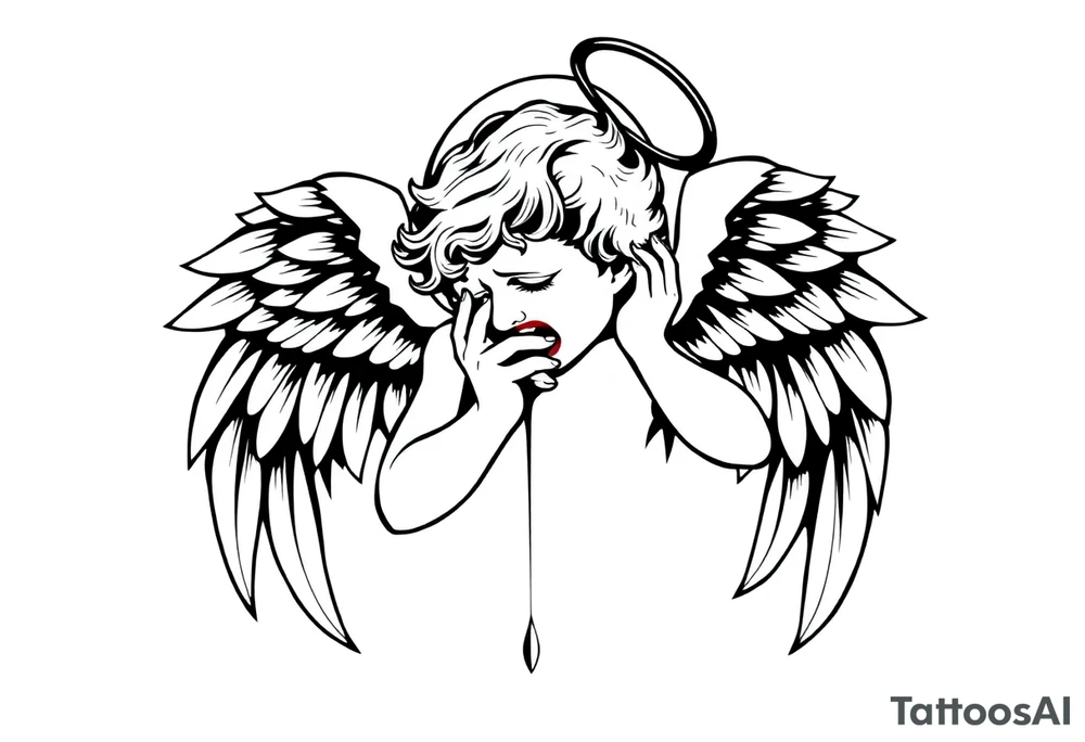 odd crying angel tattoo idea