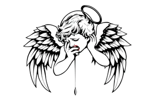 odd crying angel tattoo idea