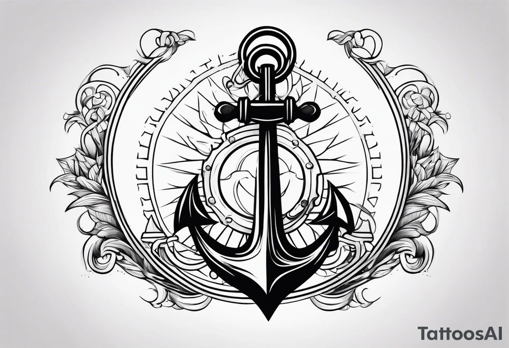 half anchor half helm
simple lines tattoo idea