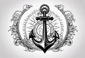 half anchor half helm
simple lines tattoo idea