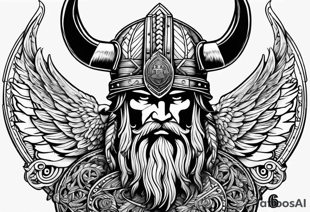 The number 64 in the style of a US Navy hull number with a viking helmet tattoo idea