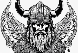 The number 64 in the style of a US Navy hull number with a viking helmet tattoo idea