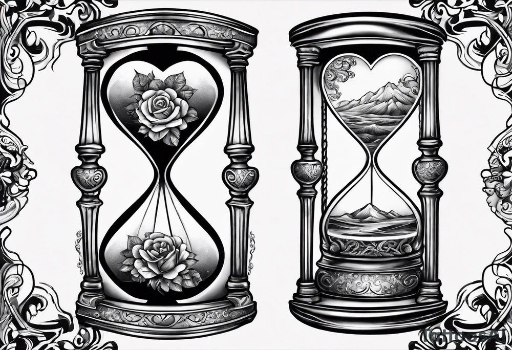 Hour glass with Brain and heart inside tattoo idea