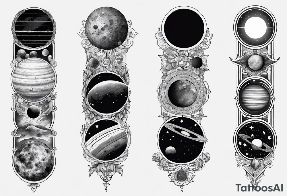 solar system spine tattoo idea