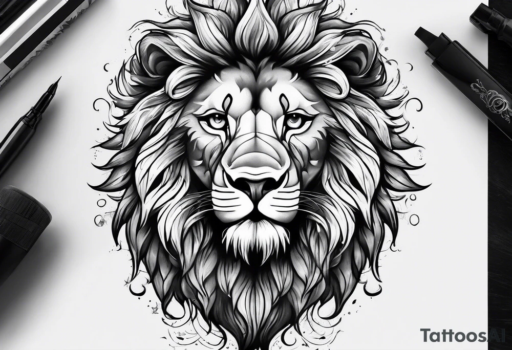 lion on fire tattoo idea