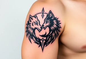 majestic yin yang wolf tattoo idea