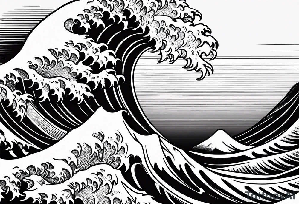 Wave with number 41 inside tattoo idea