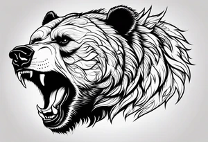 growling bear head with arms tattoo idea