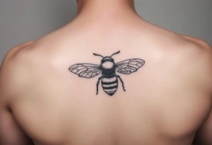 "Lenora" written in Hebrew inside of a bumblebee tattoo idea