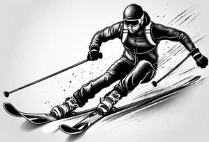 Line drawing skier tattoo idea