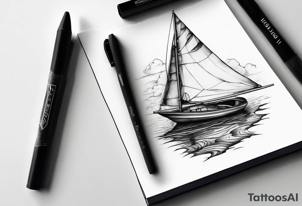 Small sailboat with torn sail tattoo idea