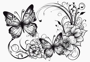 444 with butterflies and vines tattoo idea