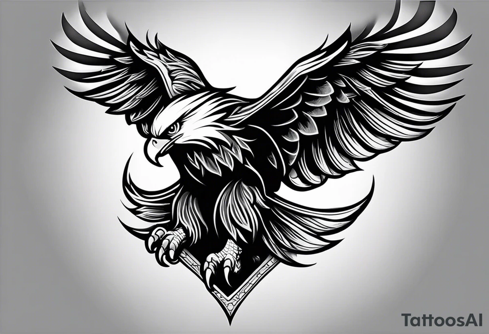 A tattoo that states pain and discipline to achieve your goals in life. it should be placed on the upper back and should express also catholic religion. eagle tattoo idea