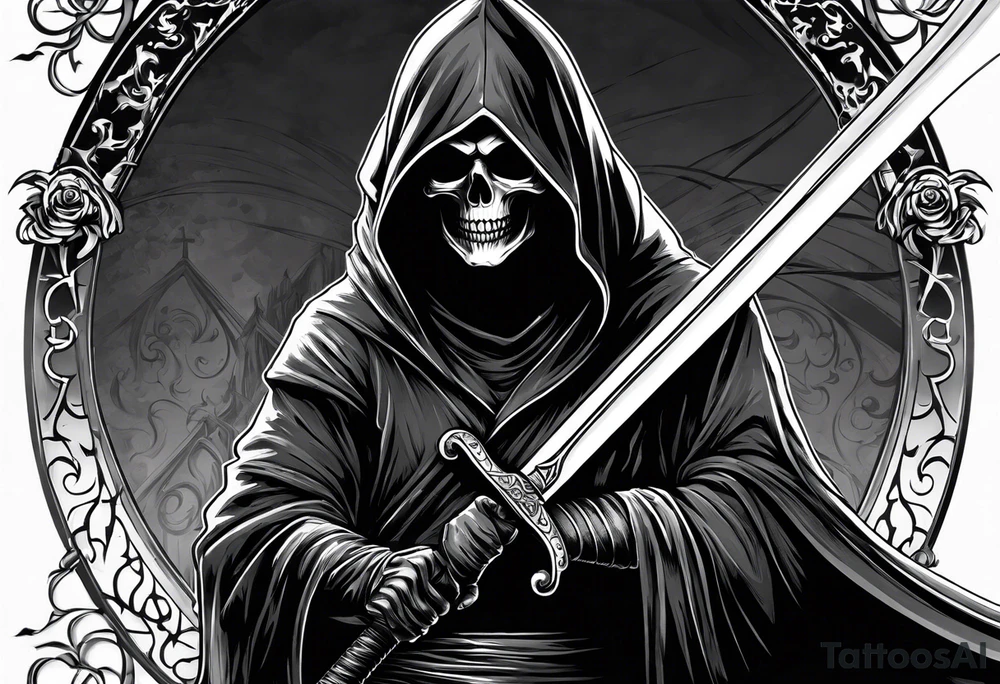 grim reaper with katana tattoo idea
