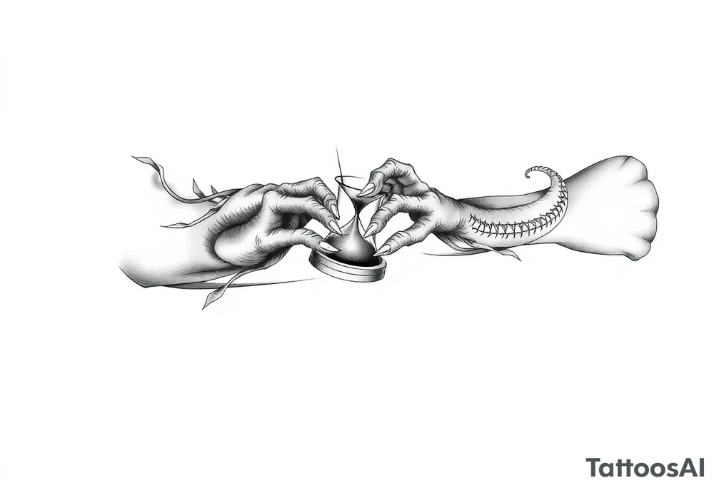 Dragons claws gripping Hourglass tattoo idea