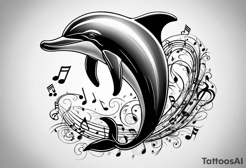 dolphin and music notes tattoo idea
