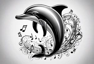dolphin and music notes tattoo idea