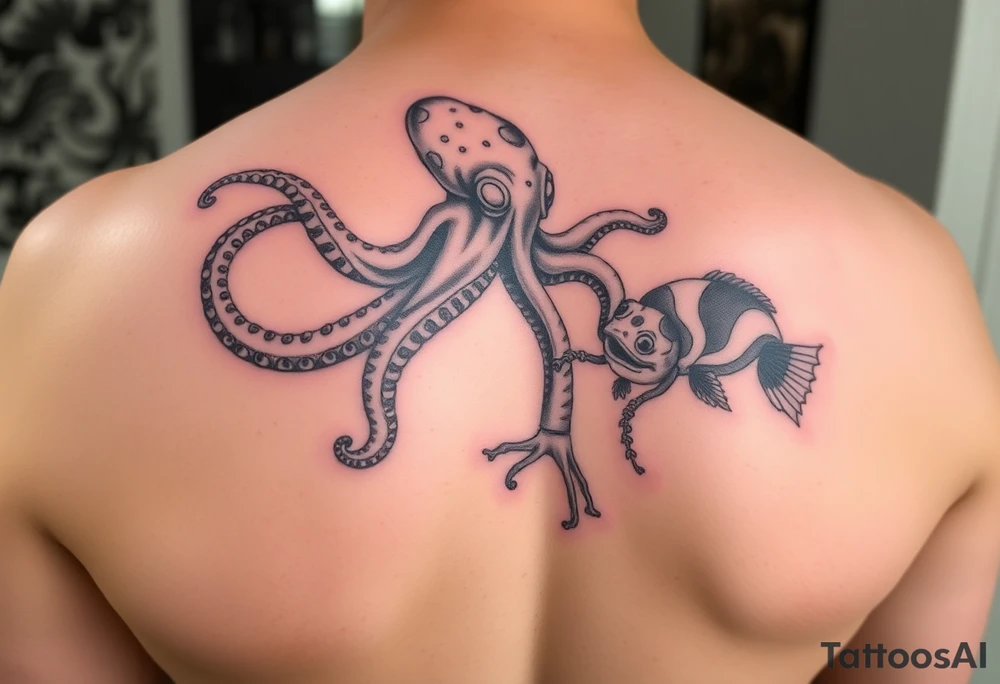 octopus, poison dart frog, pufferfish tattoo idea