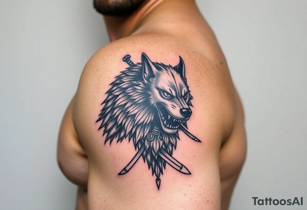 Hyper realistic Wolf, Samurai tattoo idea