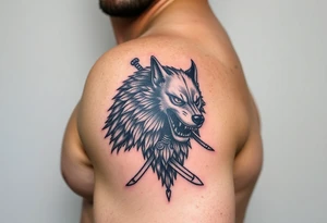 Hyper realistic Wolf, Samurai tattoo idea