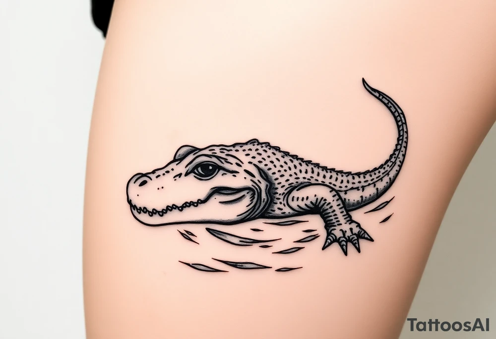 crocodile swimming in water tattoo idea