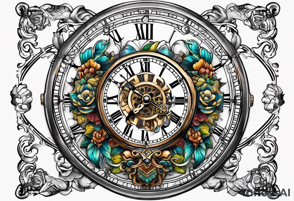 fantasy animal, clock tattoo idea