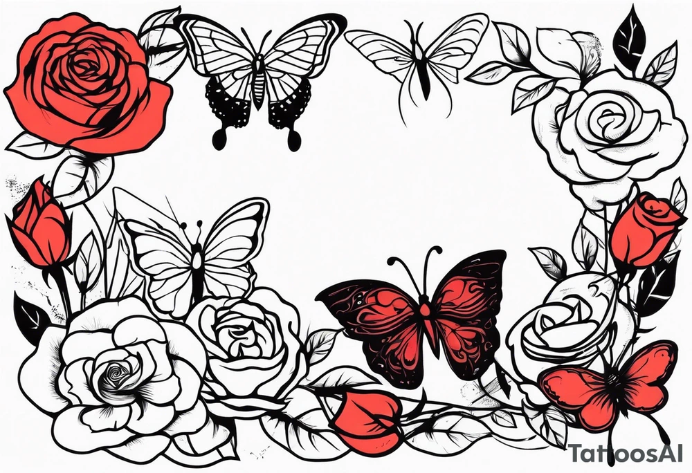 Roses, butterflies, quotes tattoo idea