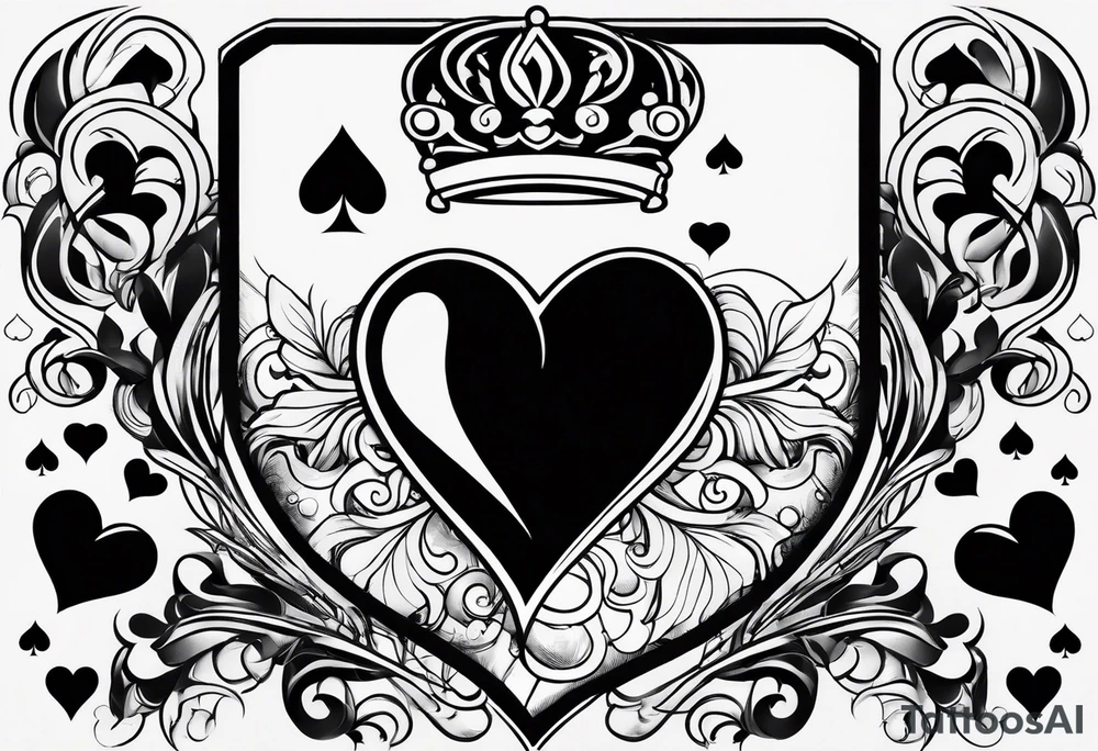 royal flush of hearts tattoo idea