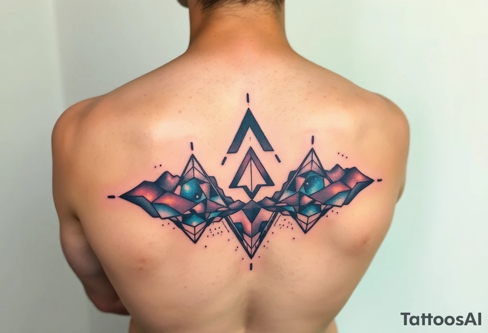 cover up tattoo inspired by the galaxy that is geometric and medium sized tattoo idea