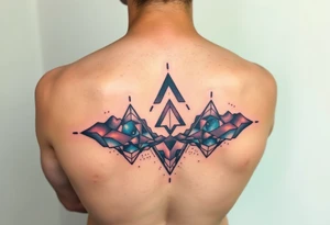 cover up tattoo inspired by the galaxy that is geometric and medium sized tattoo idea