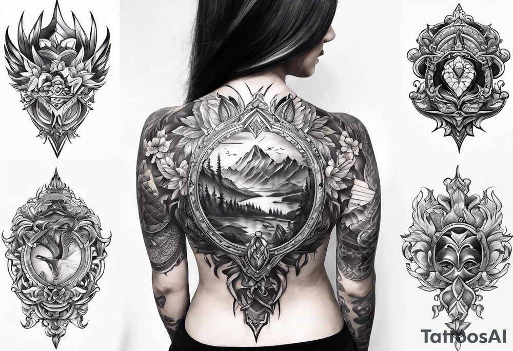full back tattoo sketch tattoo idea