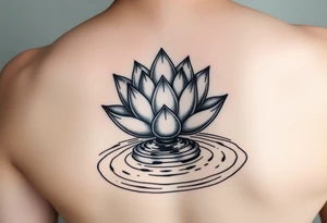serene lotus flower emerging from sacred waters with ripples tattoo idea