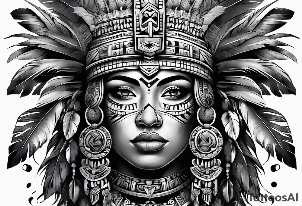 Aztec portrait tattoo idea