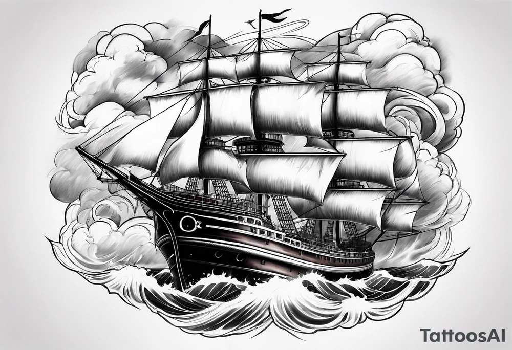 storm clouds surrounding a ship tattoo idea