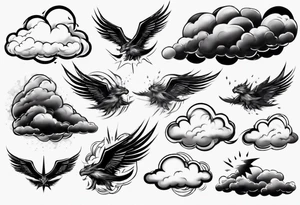 jet fly through big clouds and thunder tattoo idea