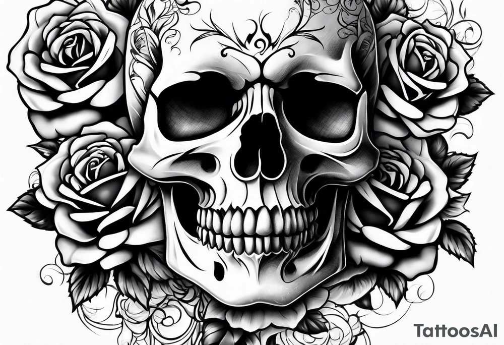 Skull rose tattoo idea