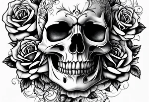 Skull rose tattoo idea