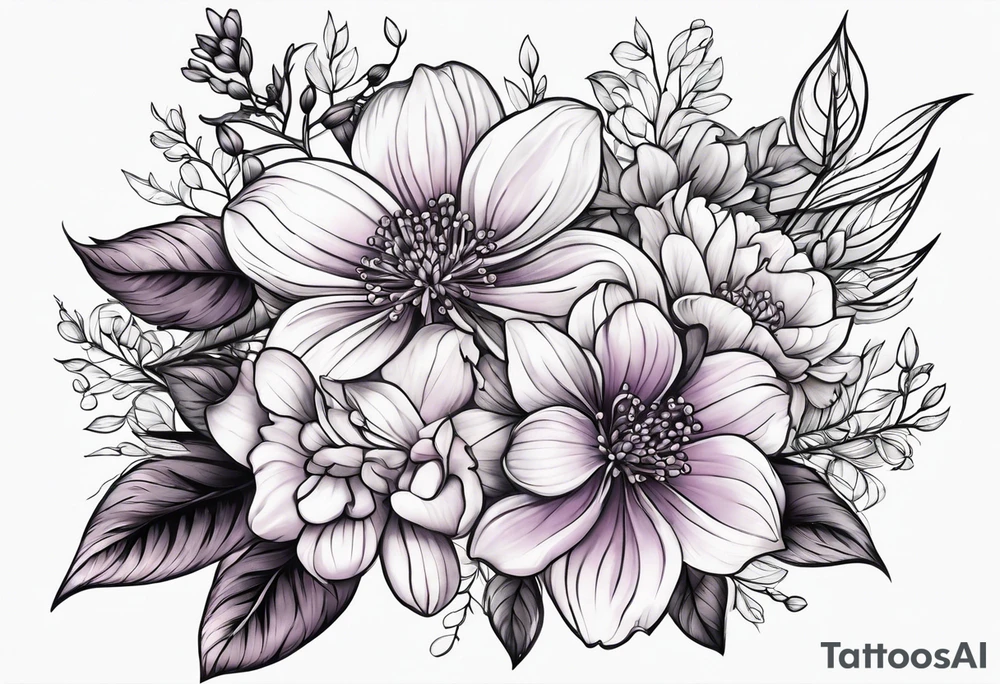 Floral design with a  lilac tattoo idea